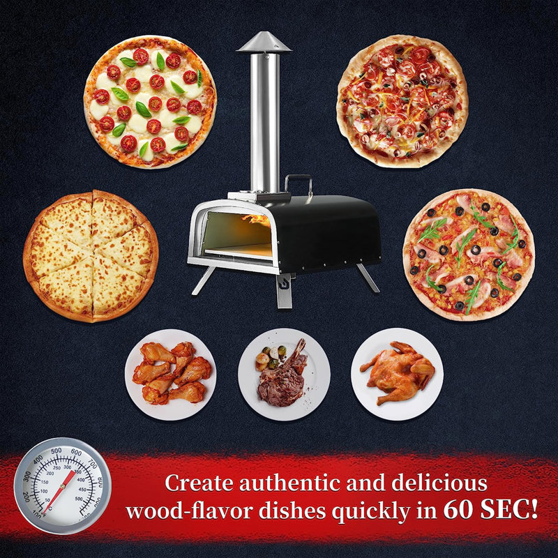 PIZZELLO 12inch Pizza Oven Propane & Wood Fired Pizza Maker MultiFuel